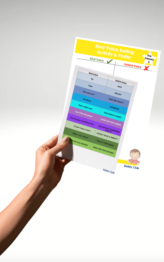 Chit & Chat: PP: 5. Kind Voice - Poster/Sorting Activity